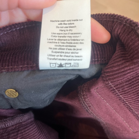 NWT rag & bone Burgundy High Waist Corduroy Flare Pants size 24 - Picture 7 of 8
